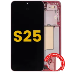 OLED Assembly With Frame For Samsung Galaxy S25 5G (US & International) (Refurbished) (Coral Red)
