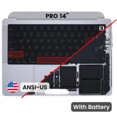 Top Case with Battery and Keyboard (ANSI US) For MacBook Pro 14" A3434 (2025) (Genuine OEM) (Silver)
