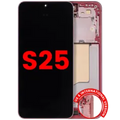 OLED Assembly With Frame For Samsung Galaxy S25 5G (US & International) (Aftermarket Plus) (Coral Red)