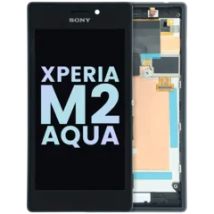LCD Assembly With Frame for Sony Xperia M2 Aqua (Genuine) (Black)
