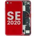 Back Housing W/ Charging Port Flex and Small Components Pre-Installed For iPhone SE (2020) (Used OEM Pull: Grade A) (Red)