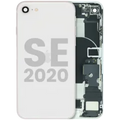 Back Housing W/ Charging Port Flex and Small Components Pre-Installed For iPhone SE (2020) (Used OEM Pull: Grade B) (White)