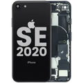 Back Housing W/ Charging Port Flex and Small Components Pre-Installed For iPhone SE (2020) (Used OEM Pull: Grade C) (Black)