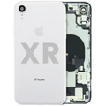 Back Housing W/ Charging Port Flex and Small Components Pre-Installed For iPhone XR (Used OEM Pull: Grade A) (White)