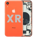 Back Housing W/ Charging Port Flex and Small Components Pre-Installed For iPhone XR (Used OEM Pull: Grade B) (Coral)