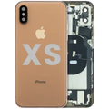 Back Housing W/ Charging Port Flex and Small Components Pre-Installed For iPhone XS (Used OEM Pull: Grade B) (Gold)