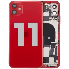 Back Housing W/ Charging Port Flex & Small Parts For iPhone 11 (Used OEM Pull: Grade B) (Red)