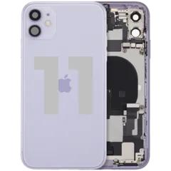 Back Housing W/ Charging Port Flex & Small Parts For iPhone 11 (Used OEM Pull: Grade C) (Purple)