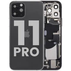 Back Housing W/ Charging Port Flex & Small Parts For iPhone 11 Pro (Used OEM Pull: Grade B) (Matte Space Gray)