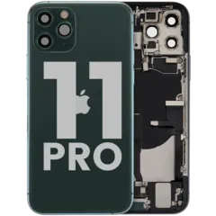 Back Housing W/ Charging Port Flex & Small Parts For iPhone 11 Pro (Used OEM Pull: Grade B) (Midnight Green)