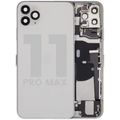 Back Housing W/ Charging Port Flex & Small Parts For iPhone 11 Pro Max (Used OEM Pull: Grade C) (Silver)