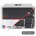 Top Case with Battery and Keyboard (ANSI US) For MacBook Pro 14" A2918 (2023) (Genuine OEM) (Silver)