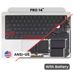 Top Case with Battery and Keyboard (ANSI US) For MacBook Pro 14" A2918 (2023) (Genuine OEM) (Silver)