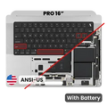 Top Case with Battery and Keyboard (ANSI US) For MacBook Pro 16" A3403 (2024) (Genuine OEM) (Silver)