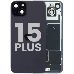 Back Glass w/ MagSafe Magnet & NFC & Flashlight Flex For iPhone 15 Plus (Used OEM Pull: Grade C) (Black)