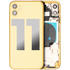 Back Housing W/ Small Components Pre-Installed For iPhone 11 (Used OEM Pull: Grade A) (Yellow)