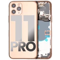 Back Housing W/ Small Components Pre-Installed For iPhone 11 Pro (Used OEM Pull: Grade A) (Matte Gold)