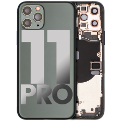Back Housing W/ Small Components Pre-Installed For iPhone 11 Pro (Used OEM Pull: Grade A) (Matte Midnight Green)