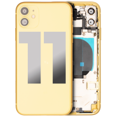 Back Housing W/ Small Components Pre-Installed For iPhone 11 (Used OEM Pull: Grade C) (Yellow)