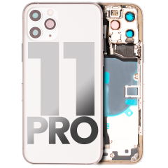 Back Housing W/ Small Components Pre-Installed For iPhone 11 Pro (Used OEM Pull: Grade C) (Matte Silver)
