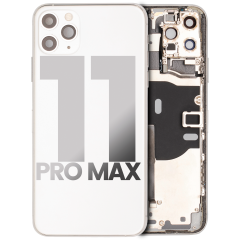 Back Housing W/ Small Components Pre-Installed For iPhone 11 Pro Max (Used OEM Pull: Grade A) (Silver)