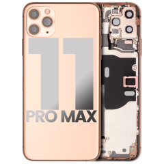 Back Housing W/ Small Components Pre-Installed For iPhone 11 Pro Max (Used OEM Pull: Grade B) (Gold)