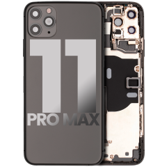 Back Housing W/ Small Components Pre-Installed For iPhone 11 Pro Max (Used OEM Pull: Grade C) (Space Gray)
