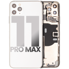 Back Housing W/ Small Components Pre-Installed For iPhone 11 Pro Max (Used OEM Pull: Grade C) (Silver)