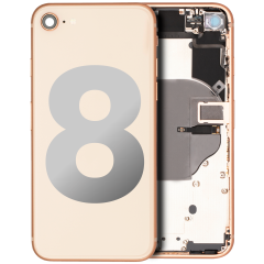 Back Housing W/ Small Parts For iPhone 8 (Used OEM Pull: Grade C) (Gold)
