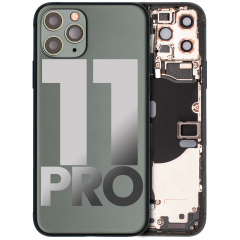 Back Housing W/ Small Components Pre-Installed For iPhone 11 Pro (Used OEM Pull: Grade C) (Matte Midnight Green)