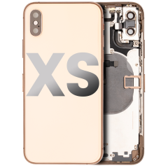 Back Housing W/ Small Components Pre-Installed For iPhone XS (Used OEM Pull: Grade A) (Gold)