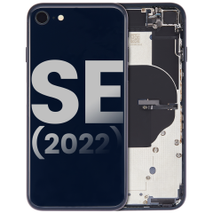Back Housing W/ Small Components Pre-Installed For iPhone SE (2022) (Used OEM Pull: Grade B) (Midnight)