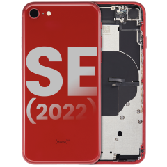 Back Housing W/ Small Parts For iPhone SE (2022) (Used OEM Pull: Grade B) (Red)