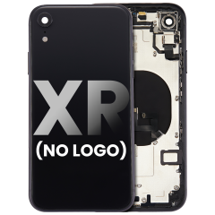 Back Housing W/ Small Components Pre-Installed For iPhone XR (No Logo) (Aftermarket Plus) (Black)