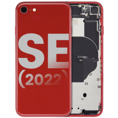 Back Housing W/ Small Components Pre-Installed For iPhone SE (2022) (Used OEM Pull: Grade A) (Red)