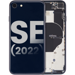 Back Housing W/ Small Components Pre-Installed For iPhone SE (2022) (Used OEM Pull: Grade C) (Midnight)