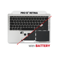 Top Case with Battery and Keyboard (ISO UK) For MacBook Pro 13" A1708 (2016-2017) (OEM New) (Silver)