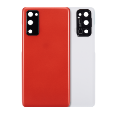 Back Cover Glass With Camera Lens For Samsung Galaxy S20 FE 5G (Aftermarket Plus) (Cloud Red)