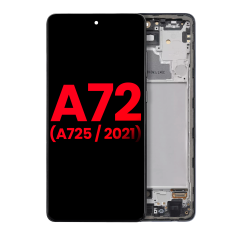 OLED Assembly With Frame For Samsung Galaxy A72 (A725 / 2021) (Aftermarket Plus) (Awesome Black)