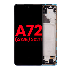 OLED Assembly With Frame For Samsung Galaxy A72 (A725 / 2021) (Aftermarket Plus) (Awesome Blue)