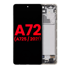 OLED Assembly With Frame For Samsung Galaxy A72 (A725 / 2021) (Aftermarket Plus) (Awesome White)