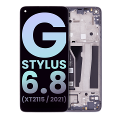 LCD Assembly With Frame For Motorola Moto G Stylus 6.8" (XT2115 / 2021) (Genuine OEM) (Aurora White)
