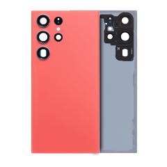 Back Cover Glass With Camera Lens For Samsung Galaxy S23 Ultra 5G (No Logo) (Aftermarket Plus) (Red)