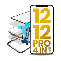 4 in 1 Short Flex (Digitizer Touch With Glass + OCA + Frame Pre-installed) For iPhone 12 / 12 Pro (OCA Master)