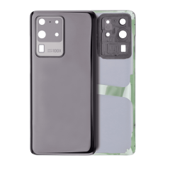 Back Cover Glass With Camera Lens For Samsung Galaxy S20 Ultra 5G (No Logo) (Aftermarket Plus) (Cosmic Black)