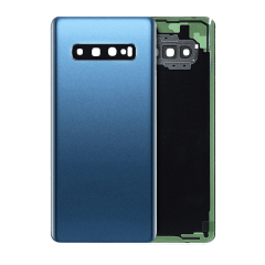 Back Cover Glass With Camera Lens For Samsung Galaxy S10 Plus (No Logo) (Aftermarket Plus) (Prism Blue)