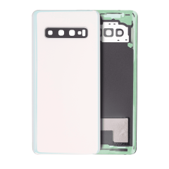 Back Cover Glass With Camera Lens For Samsung Galaxy S10 (No Logo) (Aftermarket Plus) (Prism White)