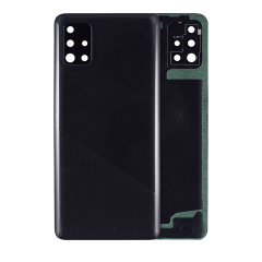 Back Cover Glass With Camera Lens For Samsung Galaxy A51 4G (A515 / 2019) (Aftermarket Plus) (Prism Crush Black)