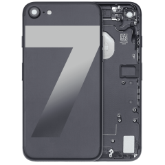 Back Housing W/ Small Components Pre-Installed For iPhone 7 (Used OEM Pull: Grade A) (Matte Black)