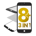 3 in 1 (Front Glass + Frame + OCA Pre-Installed) For iPhone 8 Plus (OCA Master) (Black) (2 Pack)